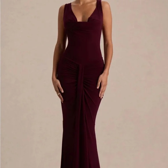 Club L London Burgundy Maxi Dress - Picture 3 of 6